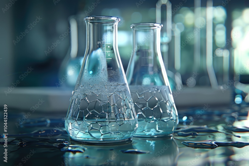 glass flask and beaker in medical health science of technology banner background glass flask and beaker in medical health science of technology banner background
