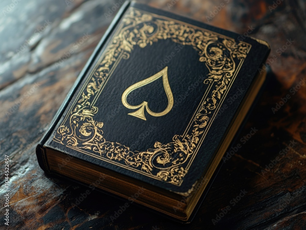 Fototapeta premium Black book with gold heart