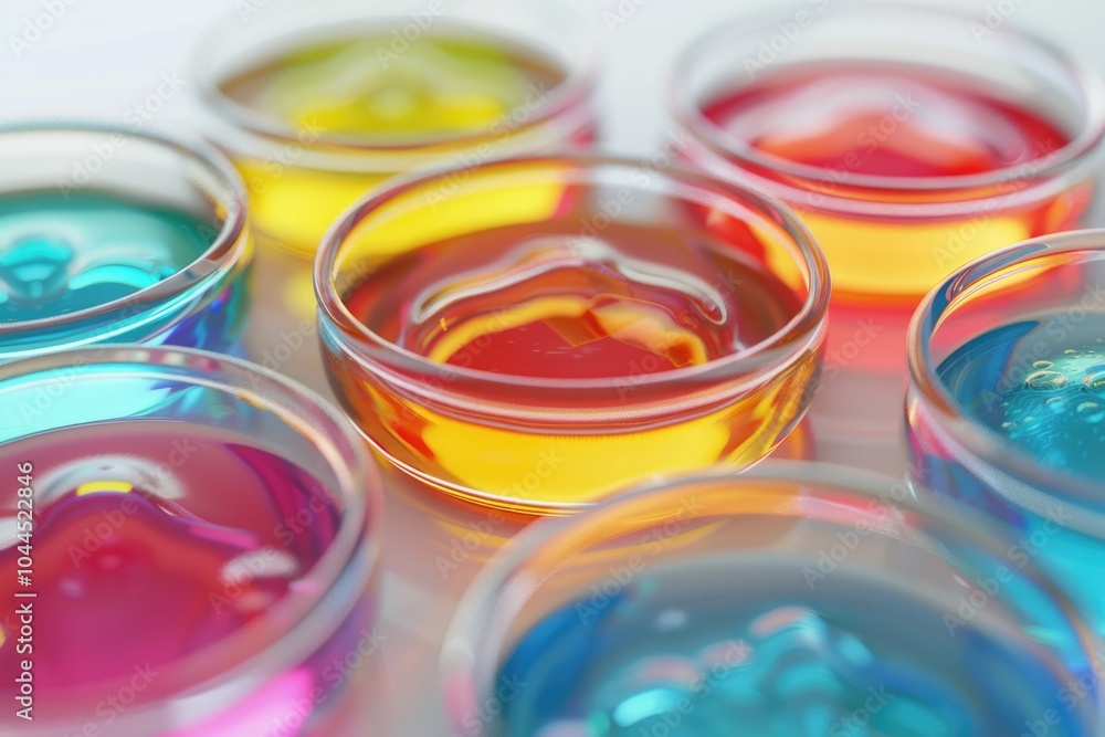 Petri dish kit with chemical elements for cosmetics and viruses. Petri dish kit with chemical elements for cosmetics and viruses.
