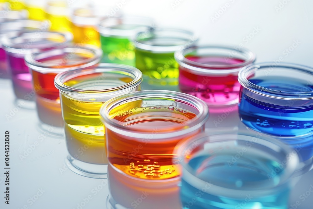 Petri dish kit with chemical elements for cosmetics and viruses. Petri dish kit with chemical elements for cosmetics and viruses.