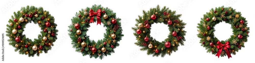 Christmas wreaths, white isolated background Christmas wreaths, white isolated background