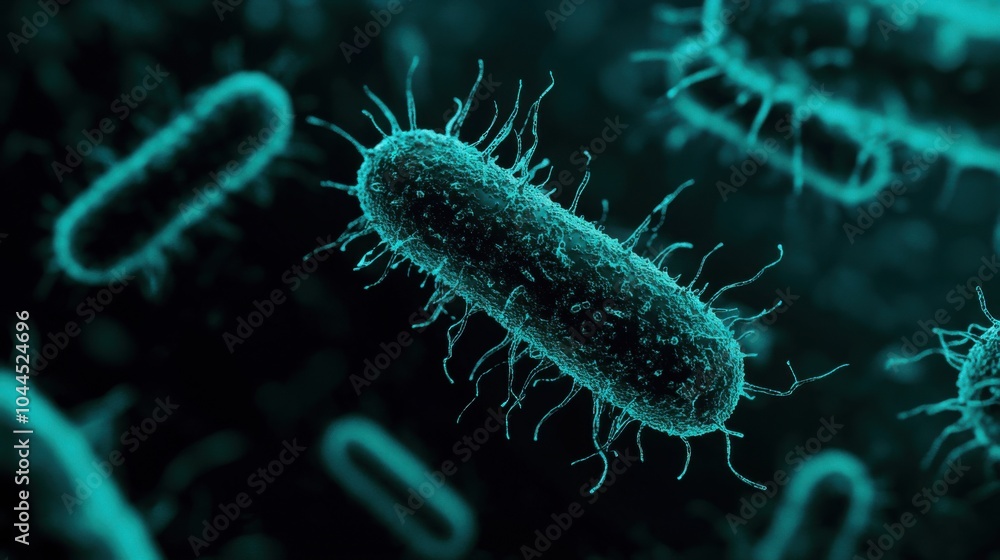 Fototapeta premium Ancient microbes under microscope reveal intricate cellular structures, showcasing their mysterious and ancient nature, ideal for scientific and educational content