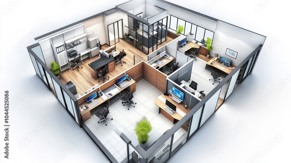 Designing the layout and look of an office space. Designing the layout and look of an office space.