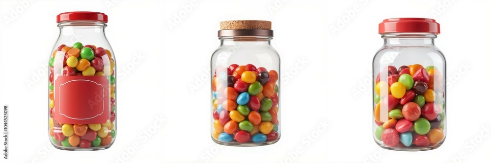 Colorful candy jars on a white background Colorful candy jars on a white background
