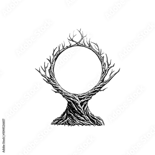 infinity dead tree hand drawing vector isolated on background.