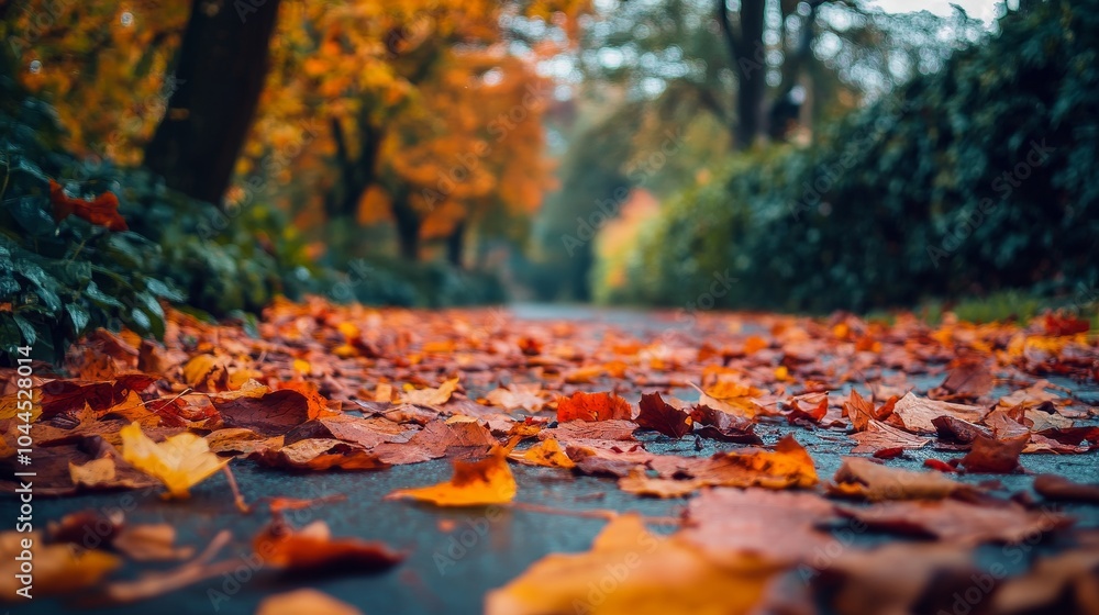 A serene path covered with colorful autumn leaves, showcasing nature's beauty in fall. A serene path covered with colorful autumn leaves, showcasing nature's beauty in fall.
