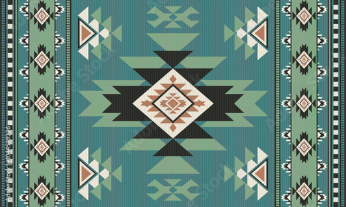 Navajo tribal vector seamless pattern. Native American ornament. Ethnic South Western decor style. Boho geometric ornament. Vector pattern. Mexican blanket, rug. Woven carpet illustration 