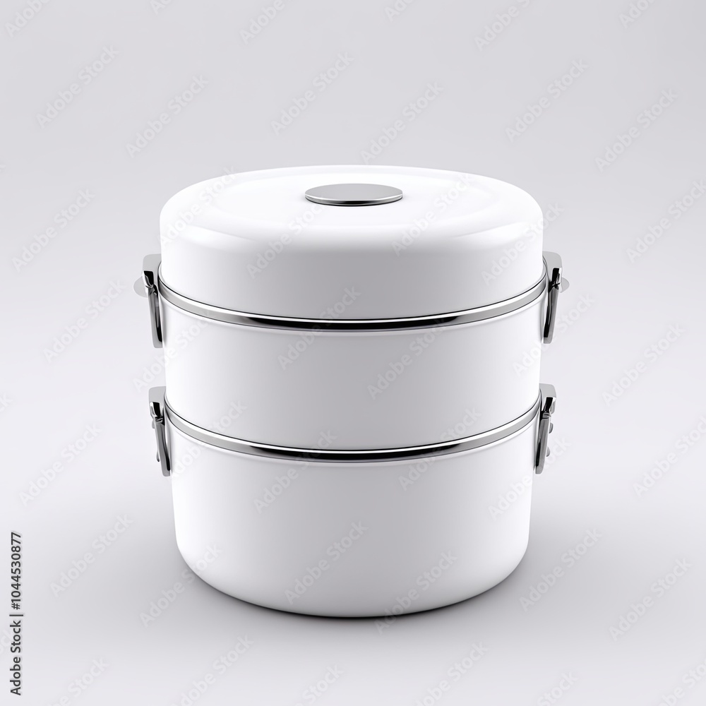3D icon of a plastic tiffin box on a white background 3D icon of a plastic tiffin box on a white background