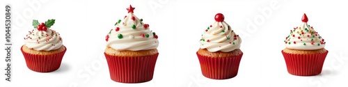 Festive cupcakes with holiday decorations