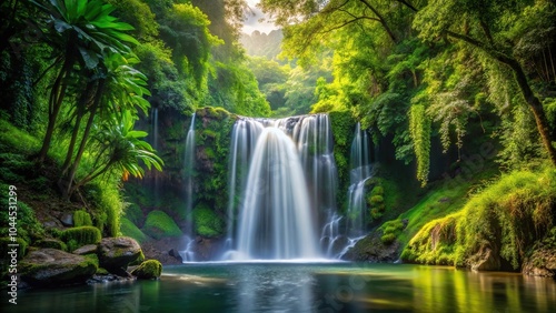 secluded waterfall in lush forest
