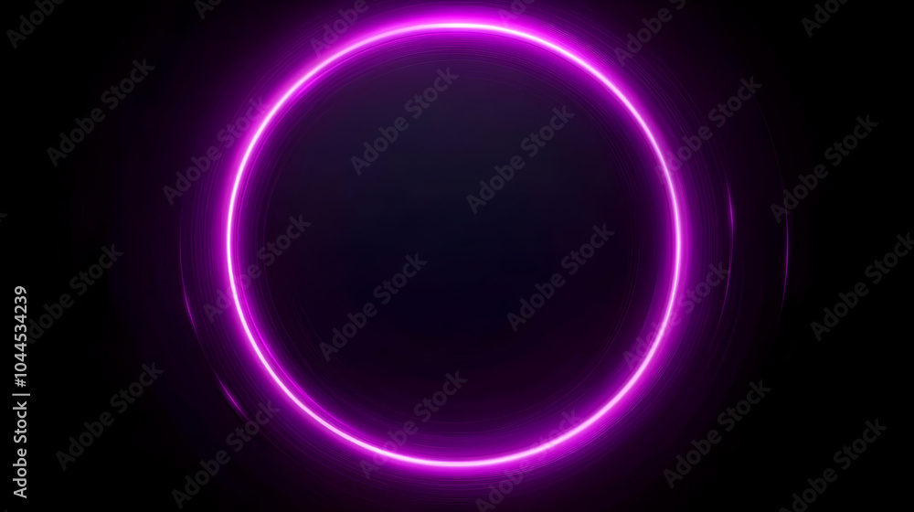 Fototapeta premium Glowing Purple Circle on Black Background