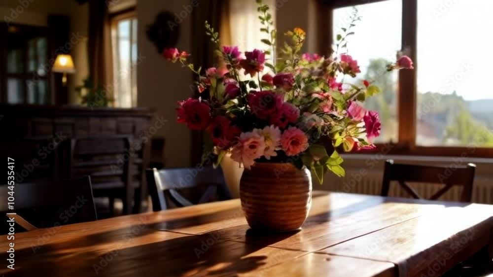 Warm and Inviting Video Trailer Showcasing a Sunlit Dining Room with Rustic Charm Warm and Inviting Video Trailer Showcasing a Sunlit Dining Room with Rustic Charm
