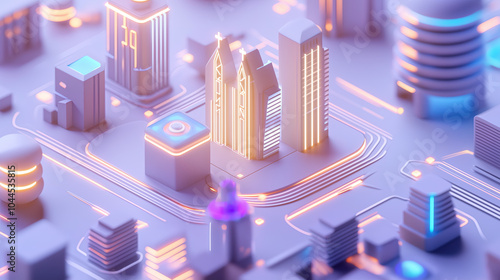 futuristic smart city, 3d catrtoon illustration photo