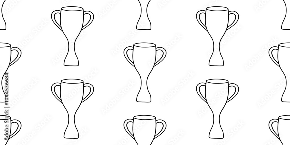Golden Cup. For the first place winner. Olympic prize, competition. seamless pattern, wallpaper, textile, print isolated on white background. Hand drawn vector illustration. Line, doodle, coloring Golden Cup. For the first place winner. Olympic prize, competition. seamless pattern, wallpaper, textile, print isolated on white background. Hand drawn vector illustration. Line, doodle, coloring