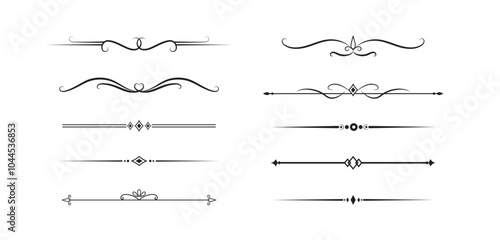 Set of Vintage decorative lines. text dividers. Line border. Lines separators, Borders, Vintage dividers, Underline elements. Vector illustration