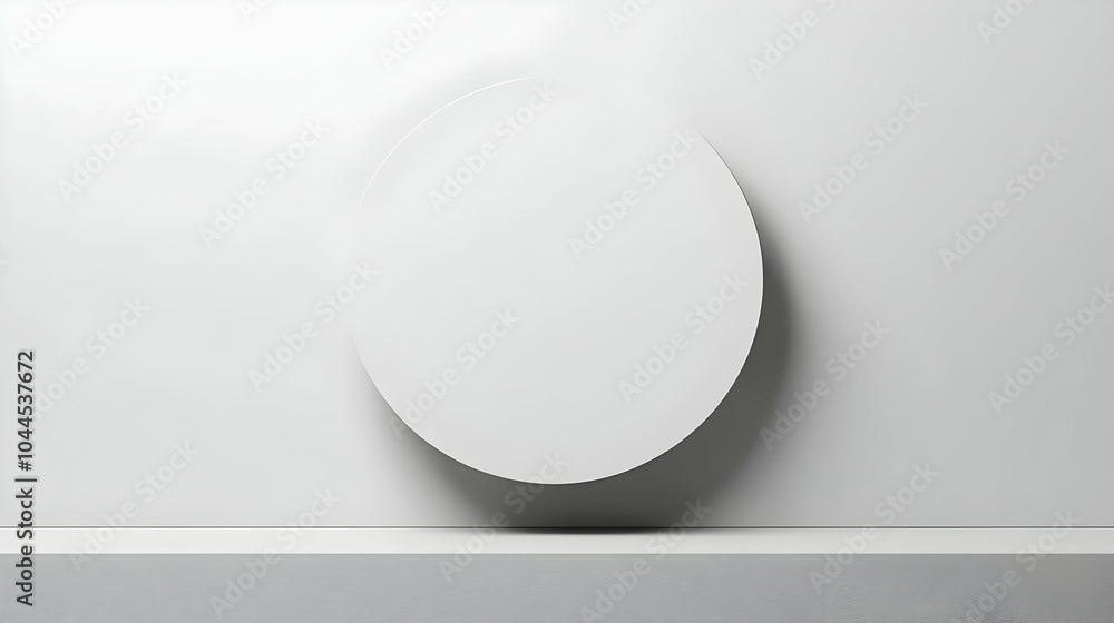 3D White Circle on White Background from Top View 3D White Circle on White Background from Top View