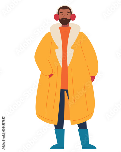 happy man wearing winter clothes