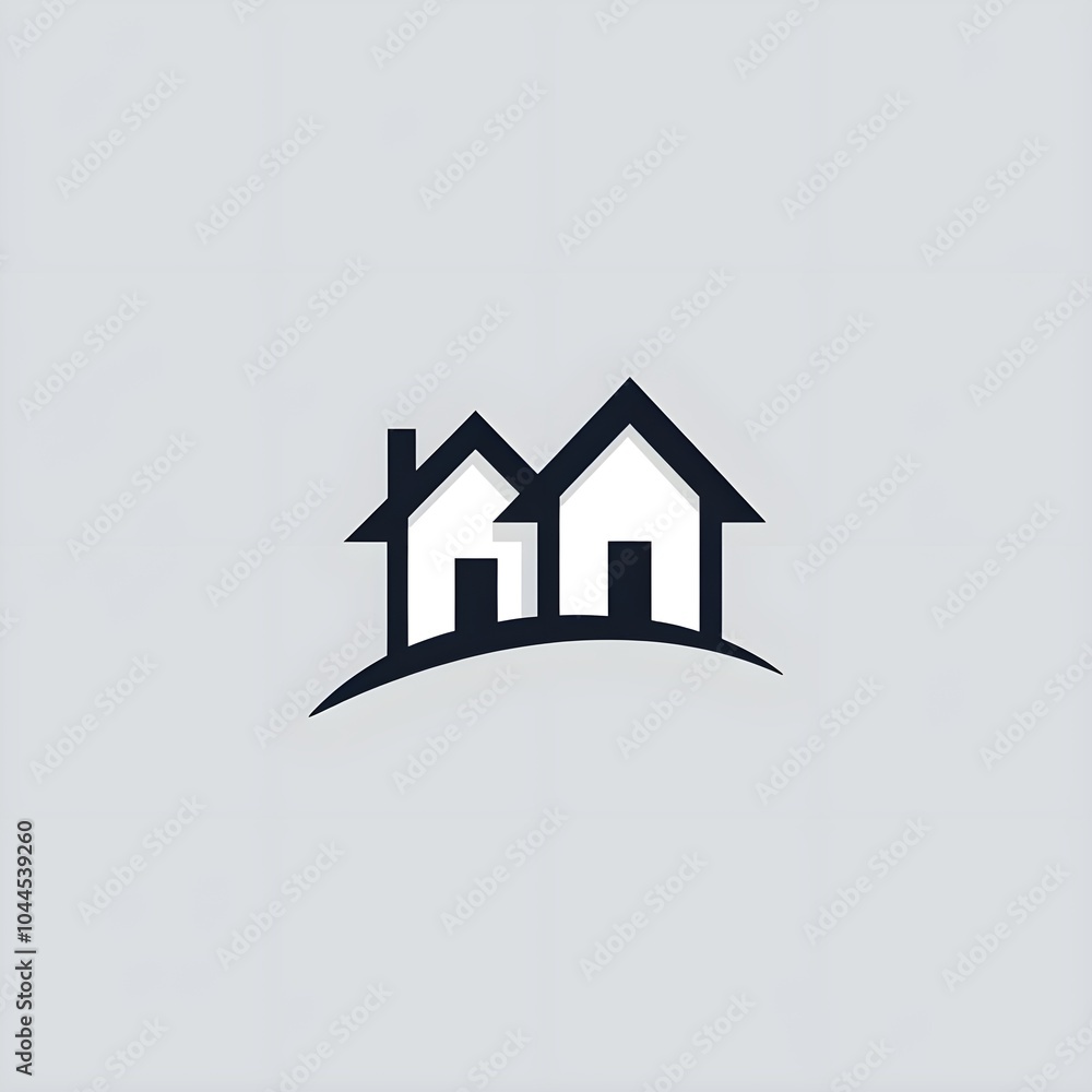 Fototapeta premium home logo icon, home design, modern black and gray logo design featuring two connected houses