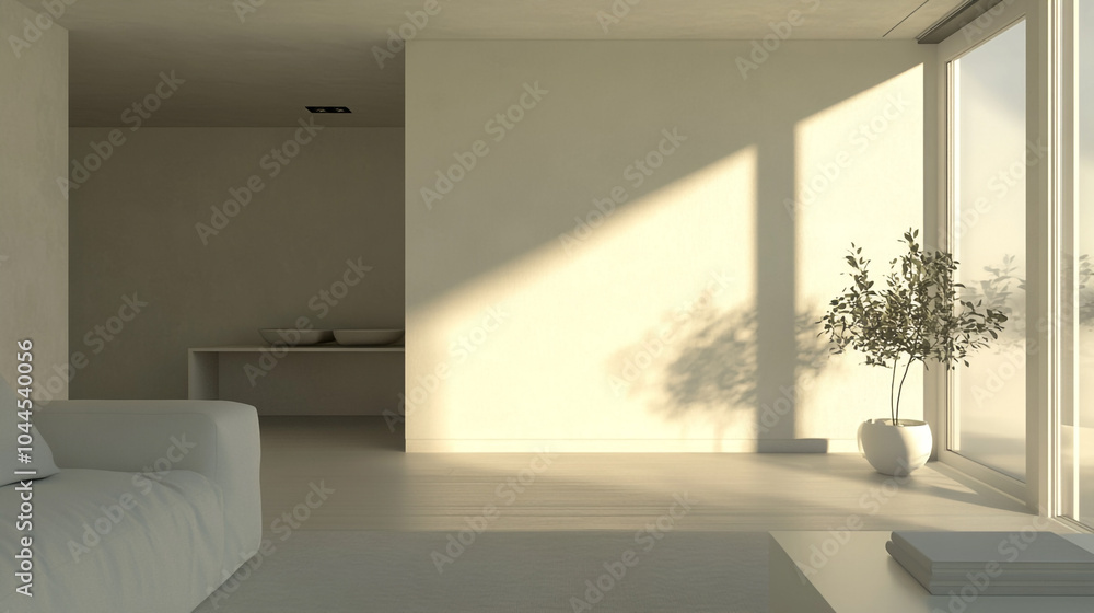 A modern living room with a sleek sectional sofa, a coffee table,. High end modern living room with white leather couch A modern living room with a sleek sectional sofa, a coffee table,. High end modern living room with white leather couch
