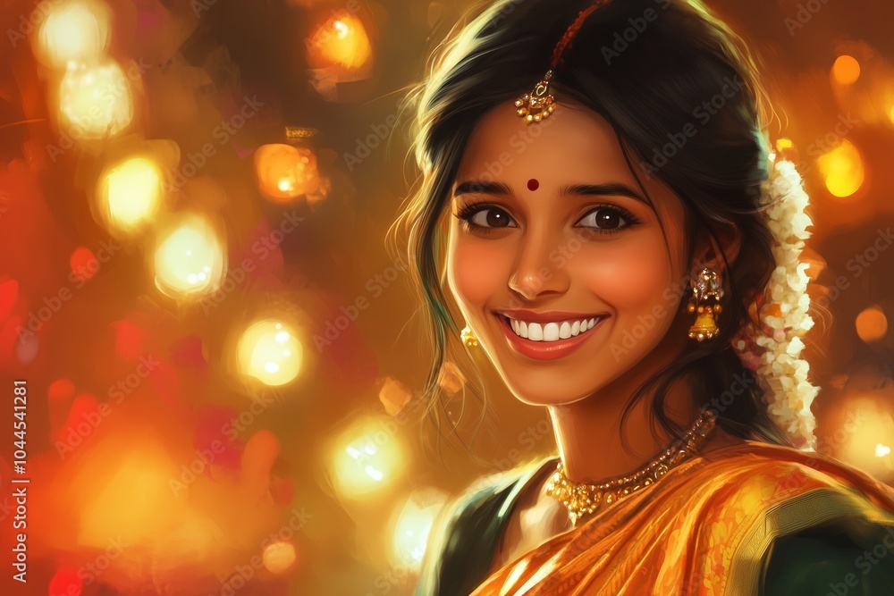 happy indian girl during diwali by generative ai happy indian girl during diwali by generative ai