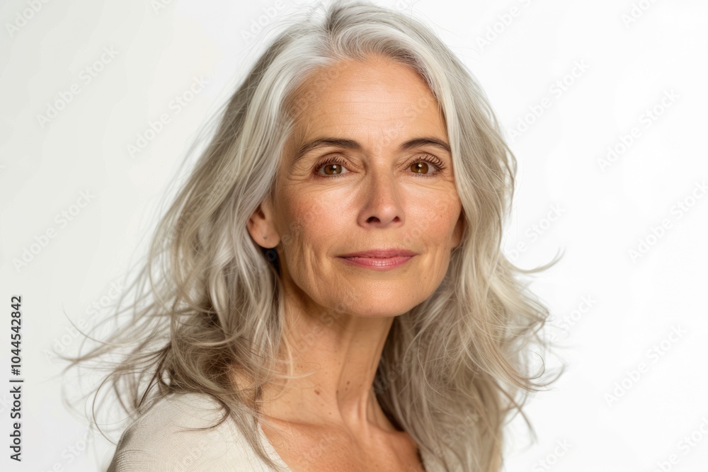 Beautiful senior woman portrait against white background. Beautiful senior woman portrait against white background.