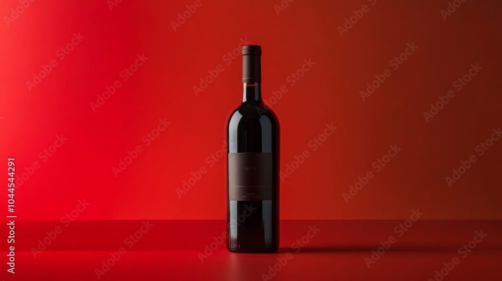 Elegant Red Wine Bottle on Red Background Elegant Red Wine Bottle on Red Background