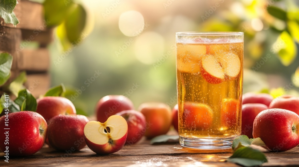 Refreshing Apple Cider with Fresh Apples - Summer Drink Refreshing Apple Cider with Fresh Apples - Summer Drink