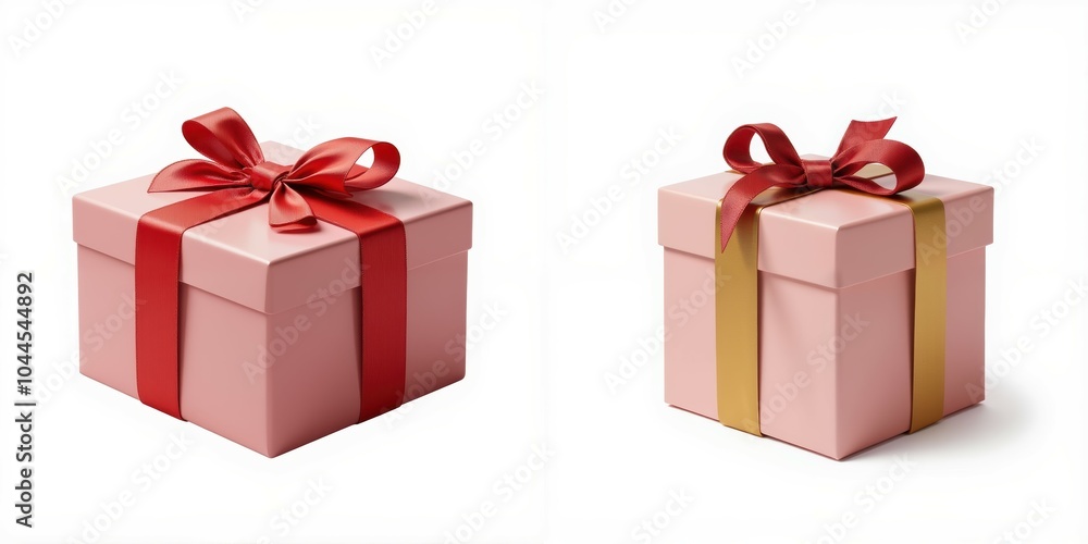 Obraz premium Gift boxes with vibrant ribbons, white isolate background