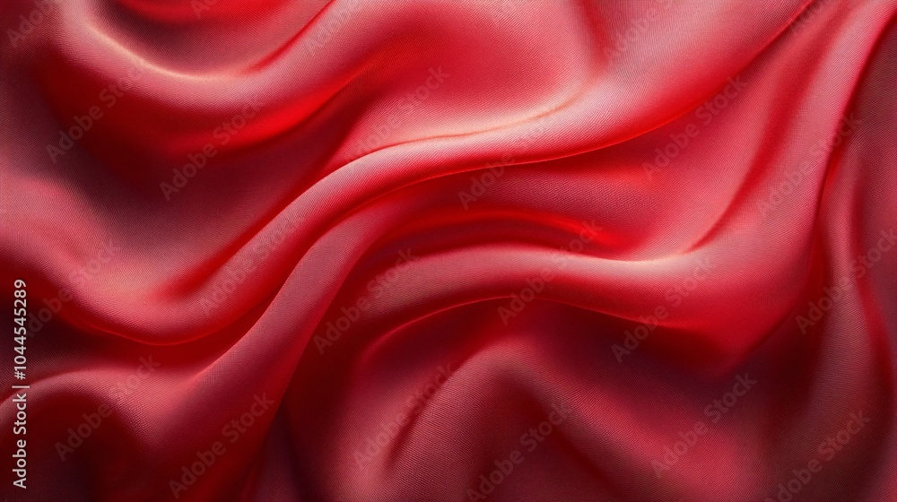 Obraz premium Elegant red satin fabric with smooth, shiny texture and gentle waves creating a luxurious backdrop