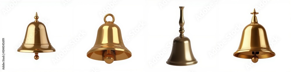 Gold bell collection on white background Gold bell collection on white background