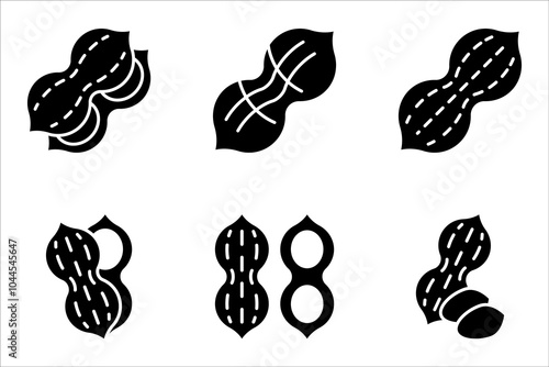 Peanut icon set. Outline of peanut vector illustration on white background