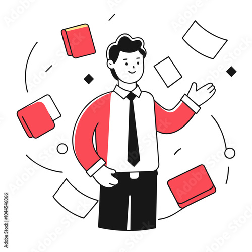 sticky notes business illustration of a man