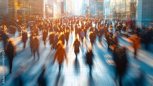 Blurred of many people walking on the road