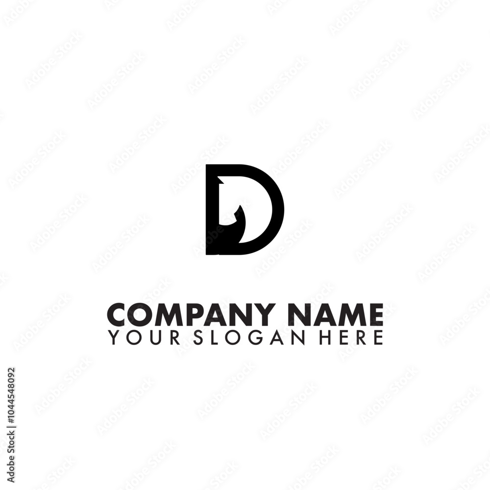 Letter D Combined With Horse Logo isolated on white background. Letter D Combined With Horse Logo isolated on white background.