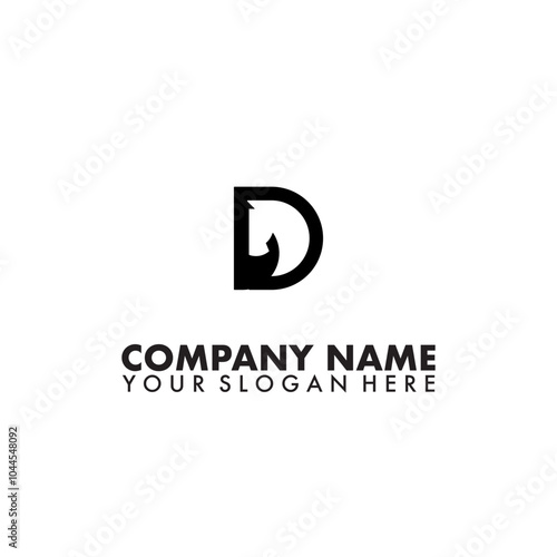 Letter D Combined With Horse Logo isolated on white background.