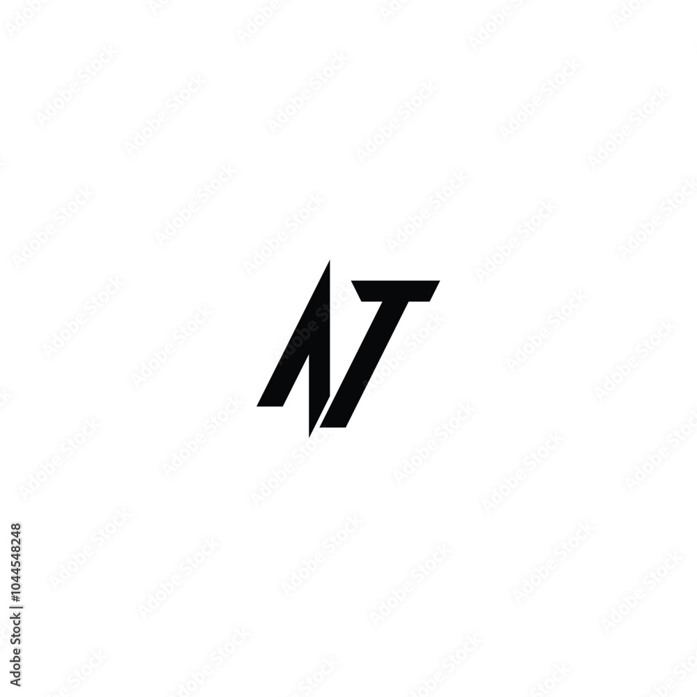 Fototapeta premium AT monogram logo design letter text name symbol monochrome logotype alphabet character simple logo
