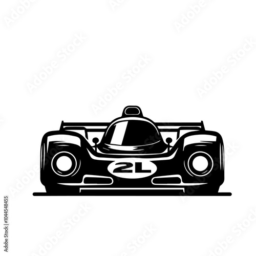 car vector silhouette isolated white background. sports car black and white illustration. Race car symbol logo template, stylized vector silhouette.