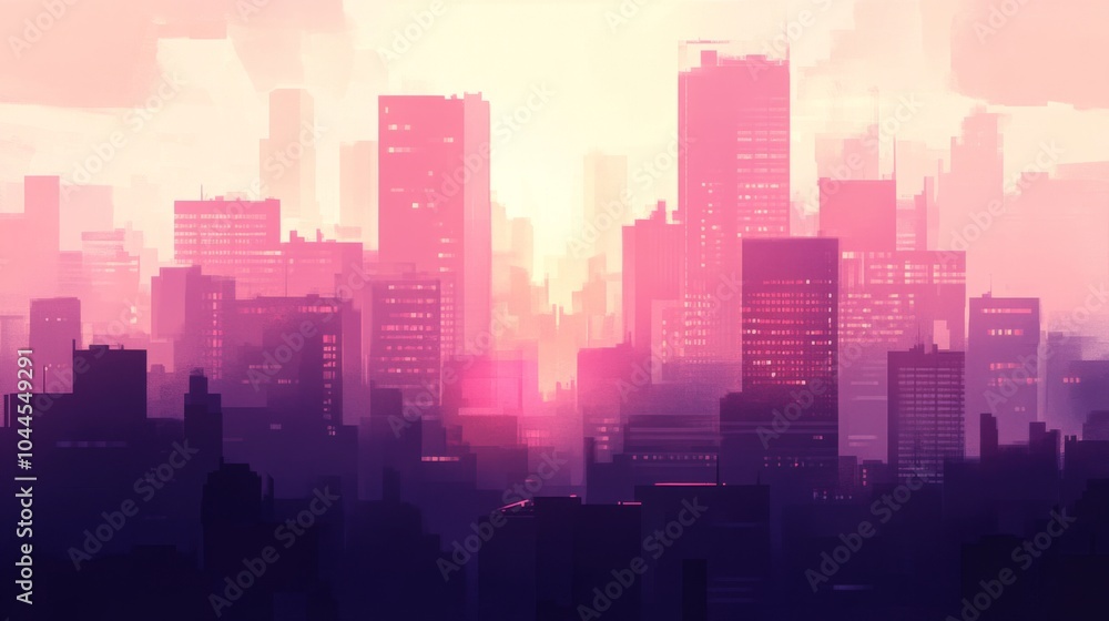 Soft Focus Skyline with Gentle Lighting at Dusk Soft Focus Skyline with Gentle Lighting at Dusk