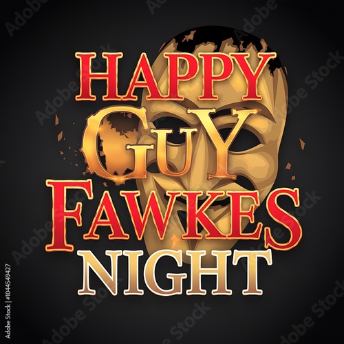 Happy Guy Fawkes Night with Mask and Text photo