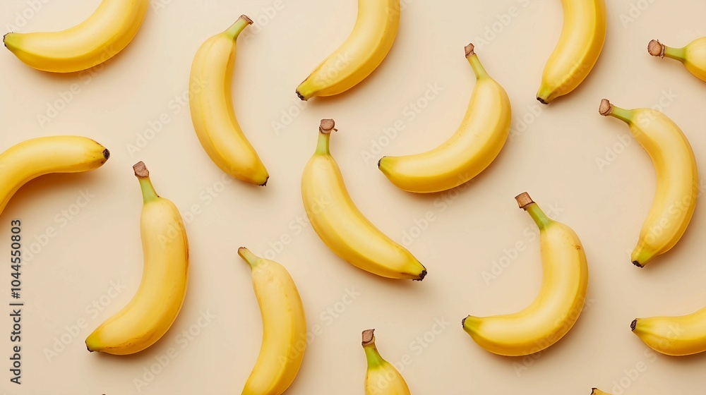 Yellow Bananas Pattern on Beige Background Yellow Bananas Pattern on Beige Background