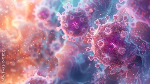 3D illustration, abstract pathogen as a type of flu - H1N1, hepatitis viruses, influenza virus, flu, aids. Virus abstract background. Virus infects human cells. Infection causing chronic disease.