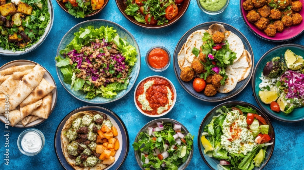 Vibrant Eastern Salads in Minimalist Setting Vibrant Eastern Salads in Minimalist Setting