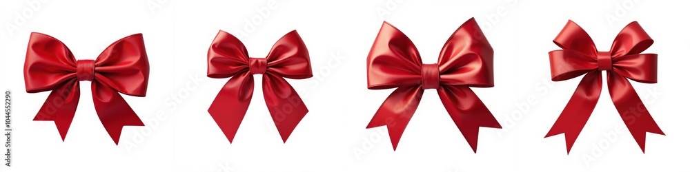 Red decorative bows on white isolate background Red decorative bows on white isolate background