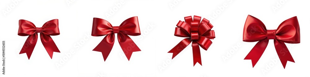 Red gift bows on white isolated background Red gift bows on white isolated background