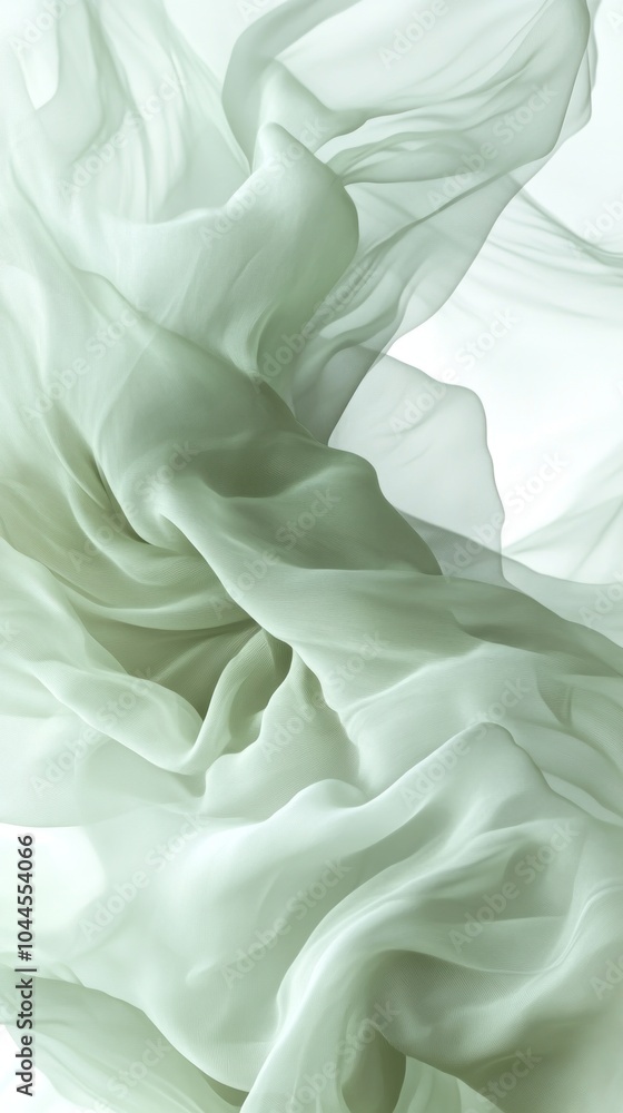 Fototapeta premium A soft, flowing abstract design in light green hues, evoking calmness and fluidity.