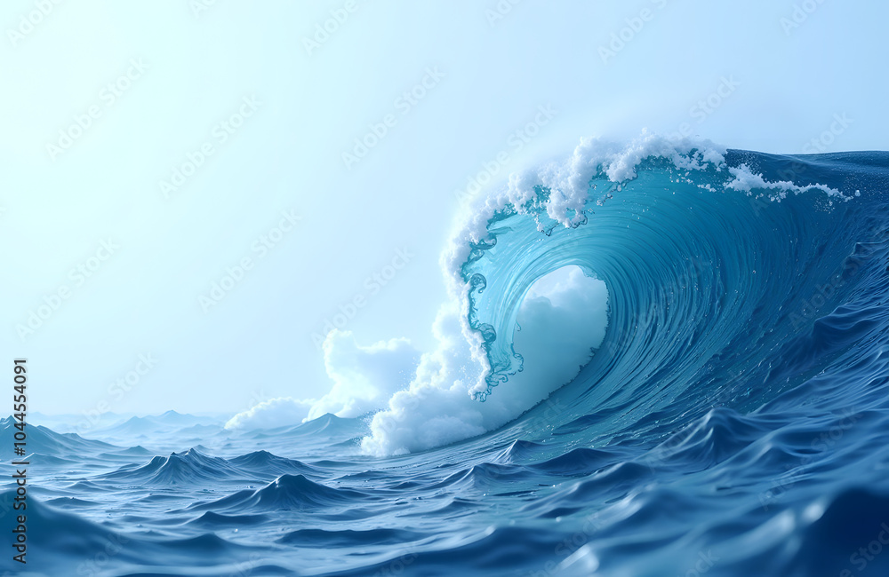 Powerful ocean wave in bright daylight with copy space Powerful ocean wave in bright daylight with copy space