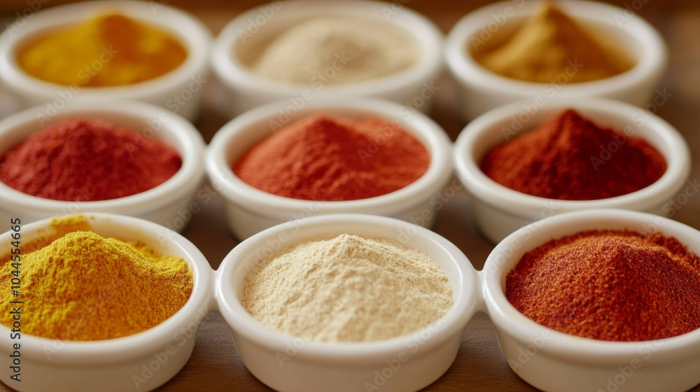 Vibrant Middle Eastern Spices on Rustic Spice Rack Vibrant Middle Eastern Spices on Rustic Spice Rack