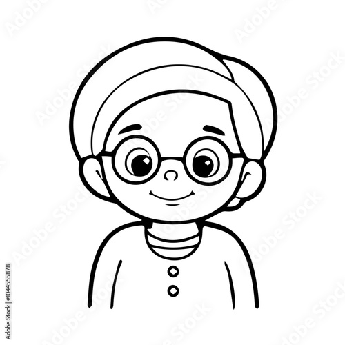 vector illustration of a cute old woman