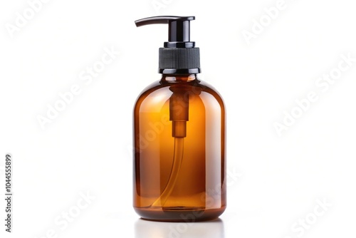 Wallpaper Mural Silhouette Amber pump bottle with liquid inside Amber color glass pump bottle isolated on white background Torontodigital.ca