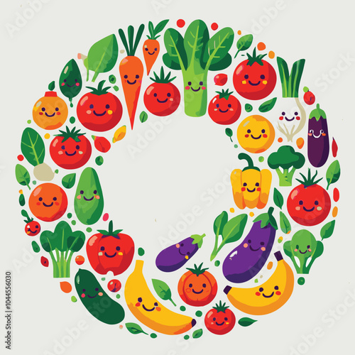 illustration of fruits and vegetables in a circle celebrating World Food Day